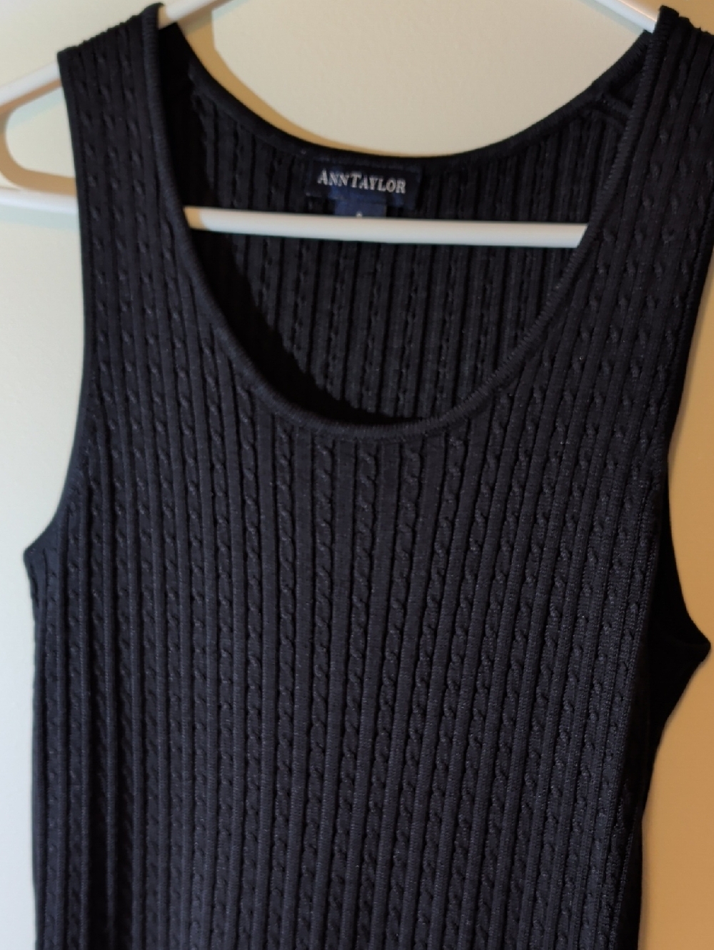 Ann Taylor Elegant Black Silk Ribbed Lightweight Sleeveless Tank